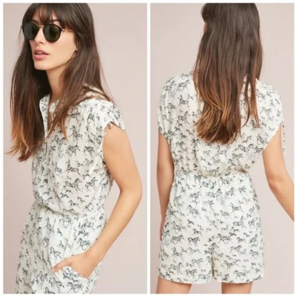 Corey Lynn Calter Zebra Romper from Anthropologie size L. - Picture 2 of 9